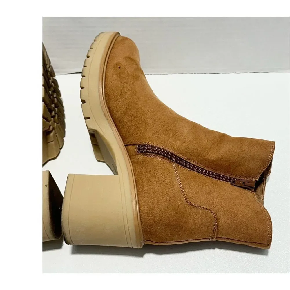 Universal Thread Women's Cognac‎ Katrina Platform Heeled Ankle Boots Tan Size 11